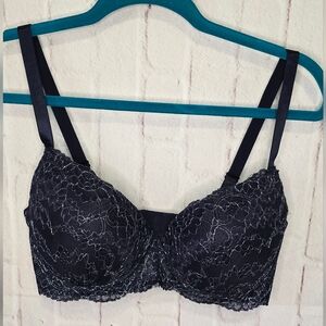 Elegant Blue Push-up Lace Bra